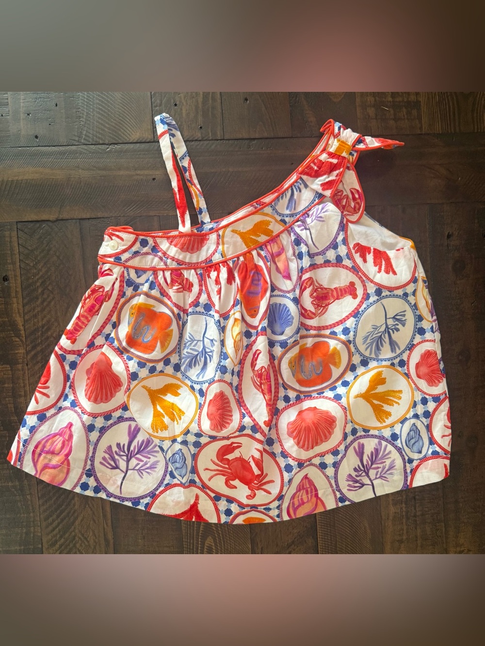 Girls Coral Shell-Print Janie & Jack Top